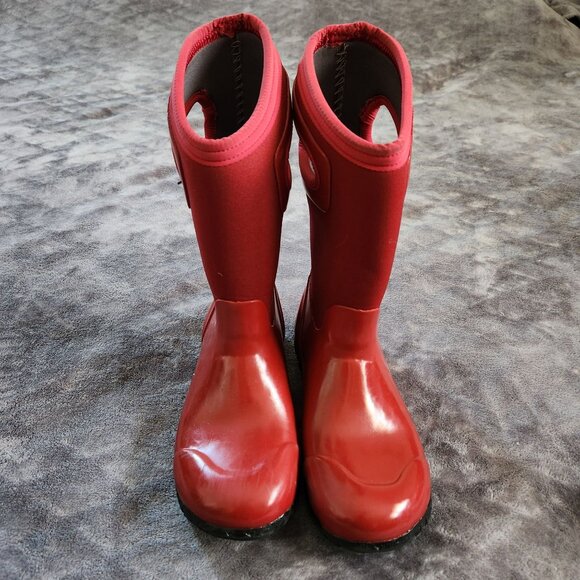 Bogs Youth Waterproof Red Rubber Neoprene Insulated Rain Boots Size 1 - Picture 1 of 9